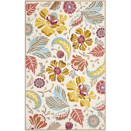 Safavieh 8 x 10 ft. Large Rectangle- Indoor - Outdoor Four Seasons Ivory And Grey Hand Hooked Rug FRS475A-8